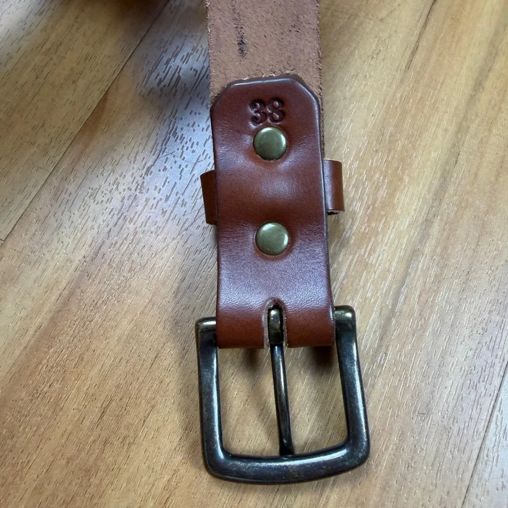 Holtz Leather Co Mens Brown Full Grain Leather Belt Made in USA Size 38